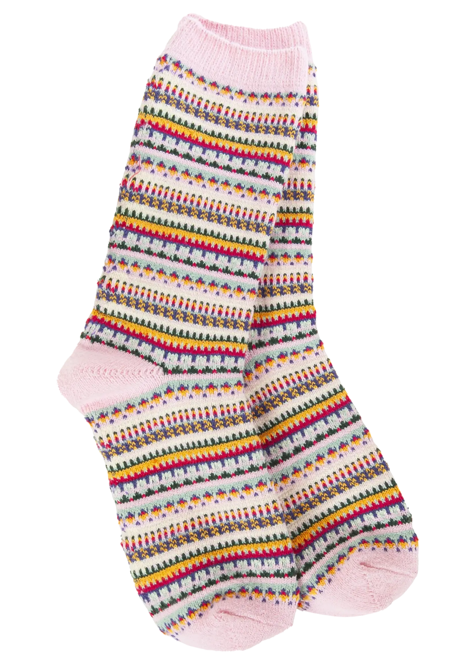 World's Softest Socks Weekend Crew Socks-Pink Stripe