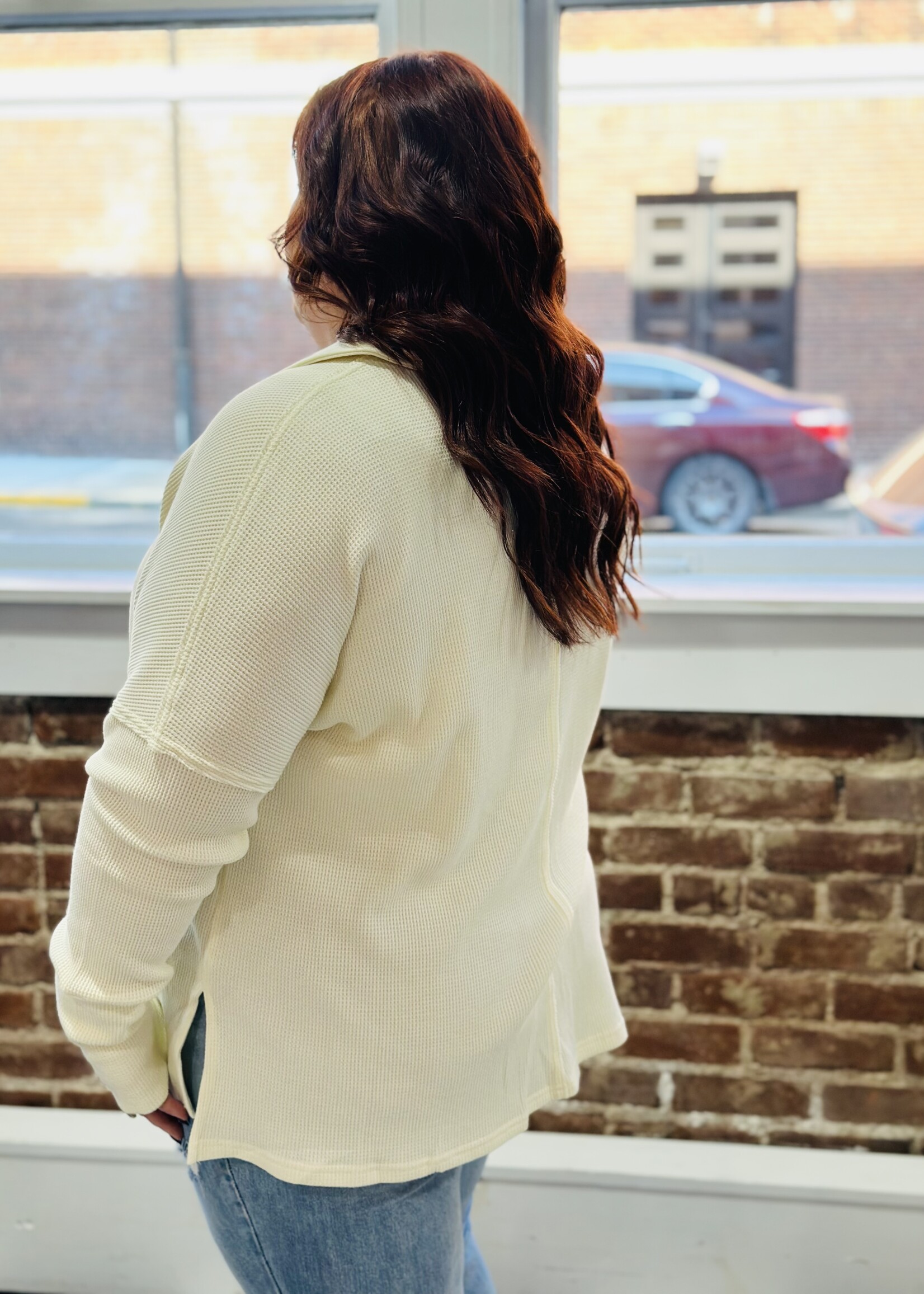 Grace+Emma Waffle Collared Top