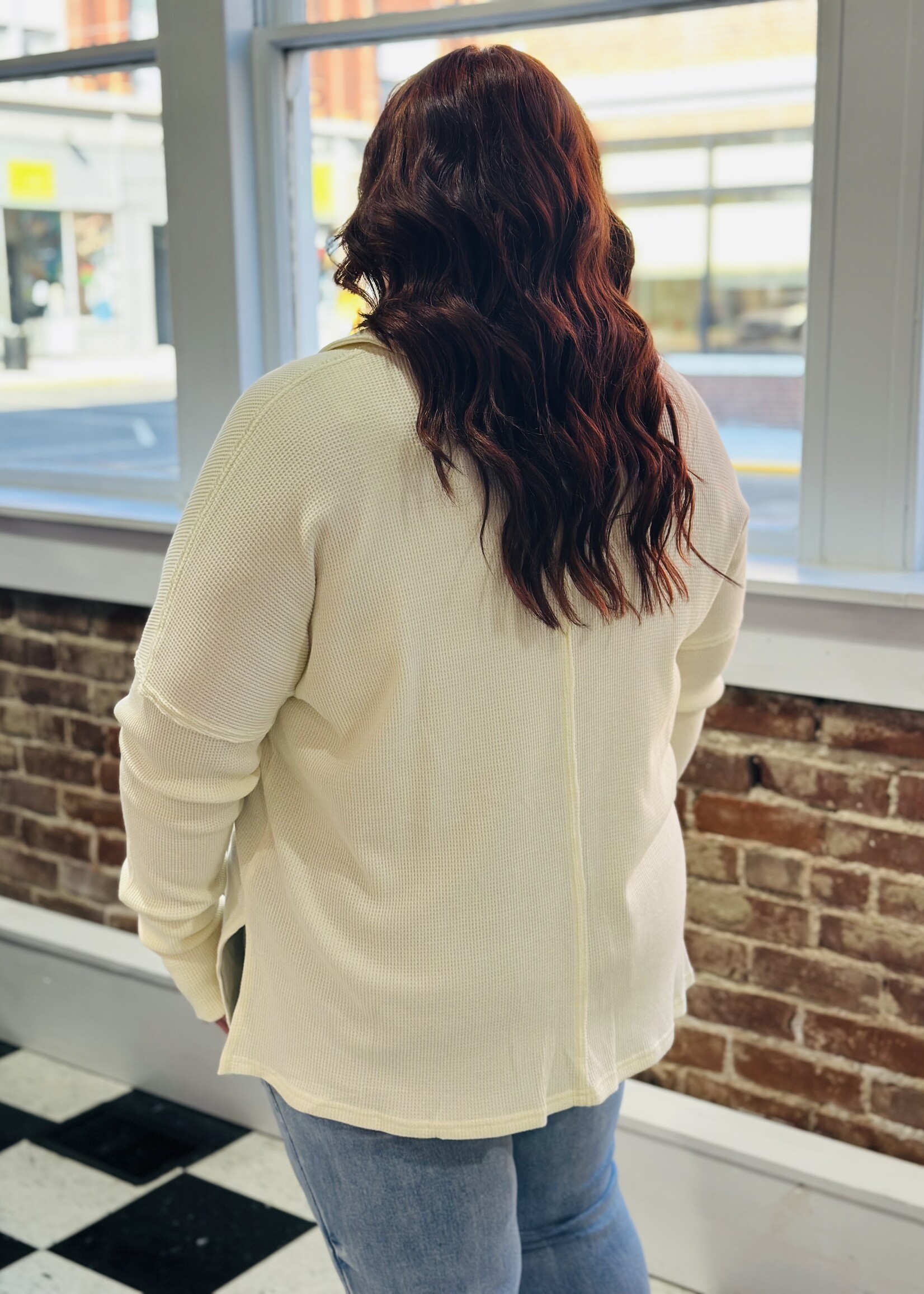 Grace+Emma Waffle Collared Top