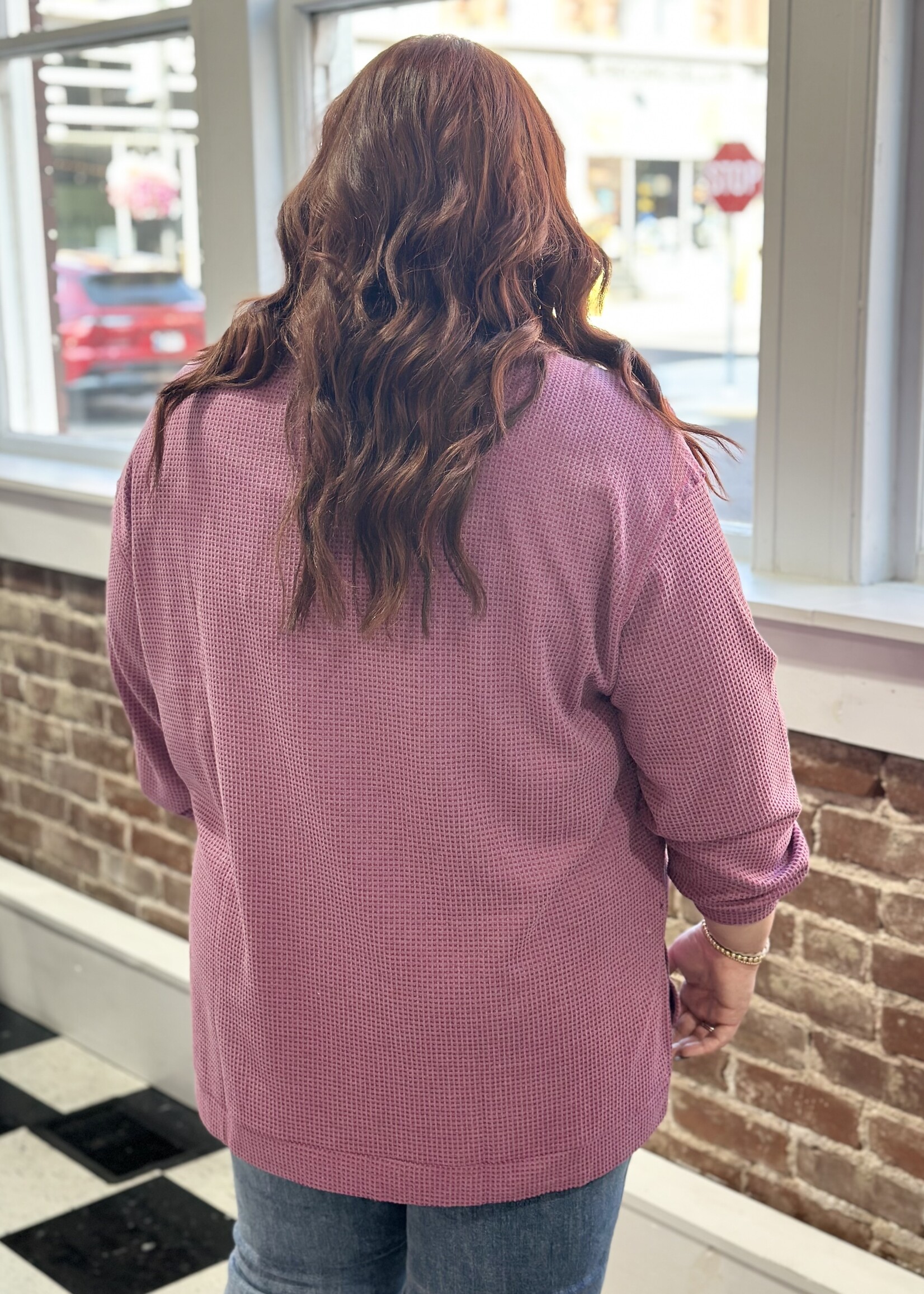 Andre by Unit Burgundy Waffle Tunic Top