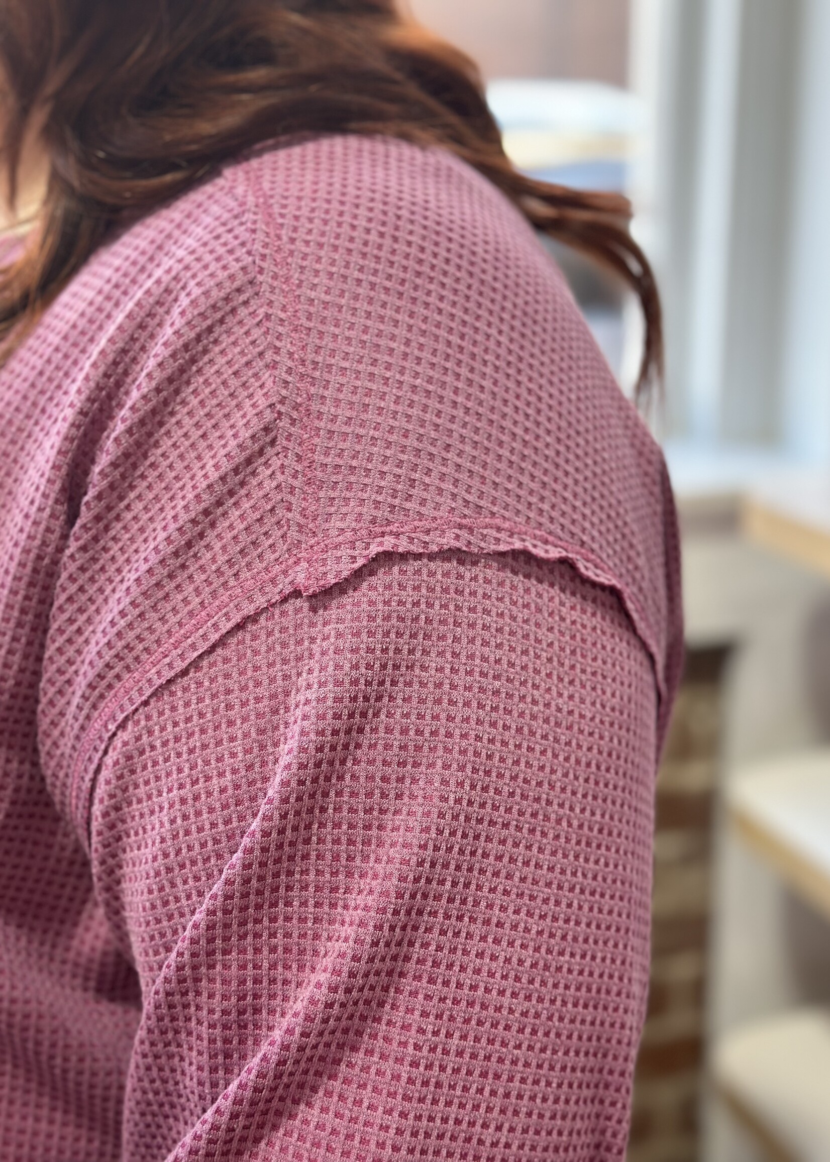 Andre by Unit Burgundy Waffle Tunic Top