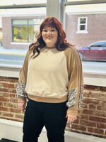 Haptics Mocha Leopard Accent Oversized Top