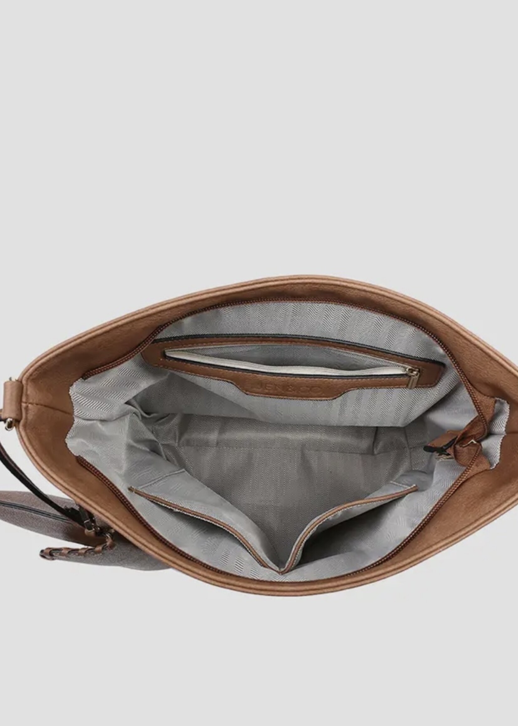 Jen & Co. The Cynthia Whipstitch Hobo Bag in Grey