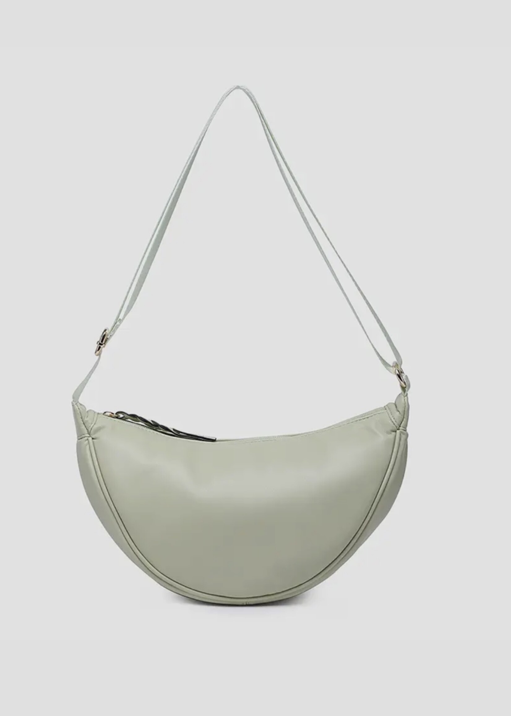 Jen & Co. The Rosalie Banana Sling Bag in Sage