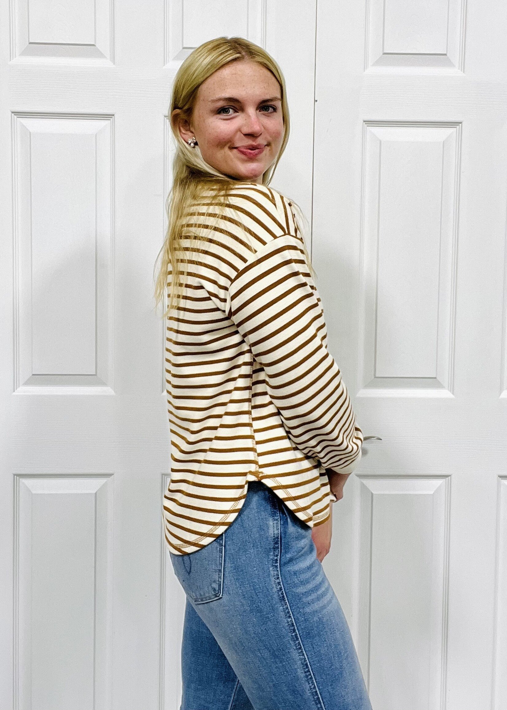 Blu Pepper Striped Snap Henley