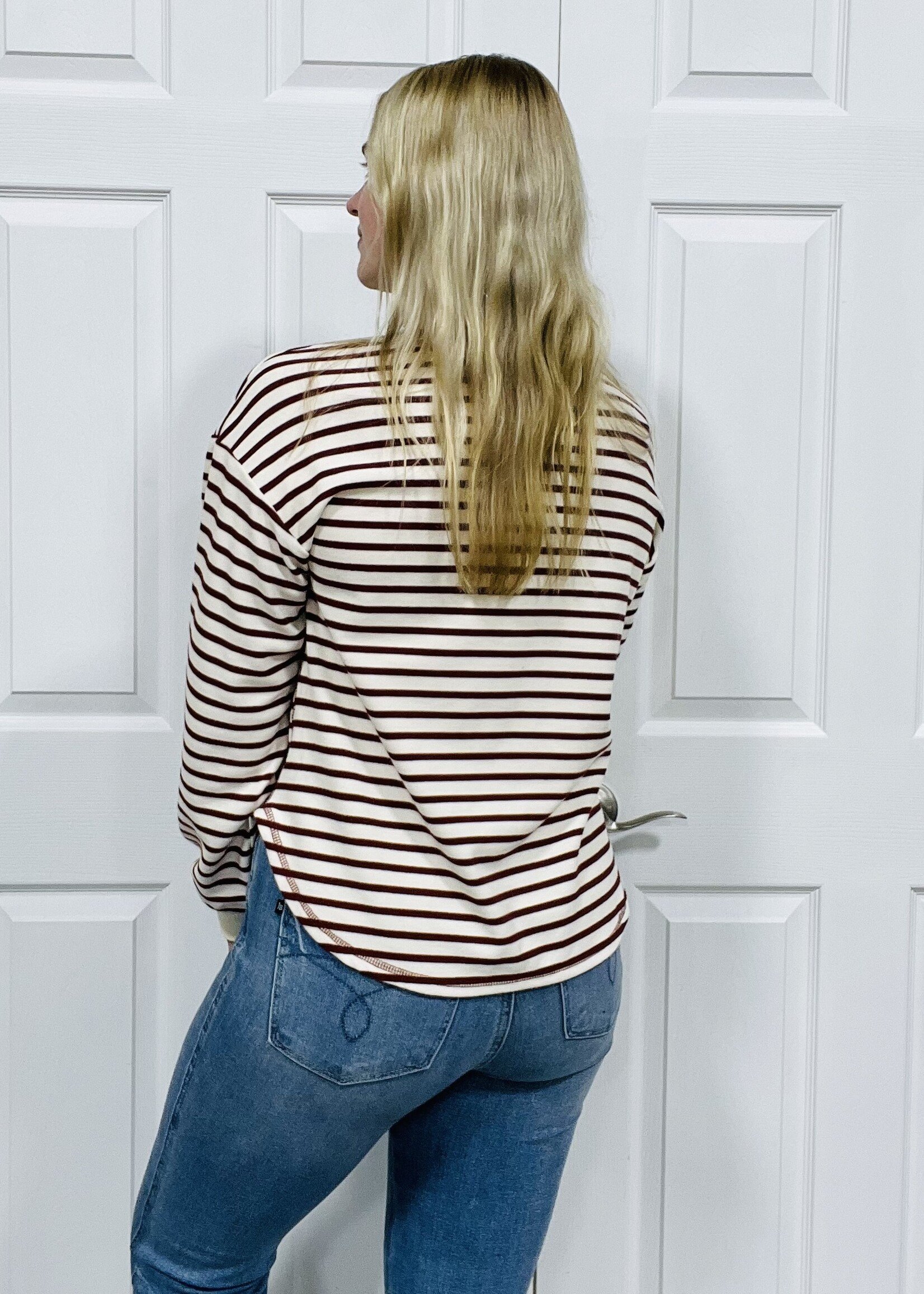 Blu Pepper Striped Snap Henley