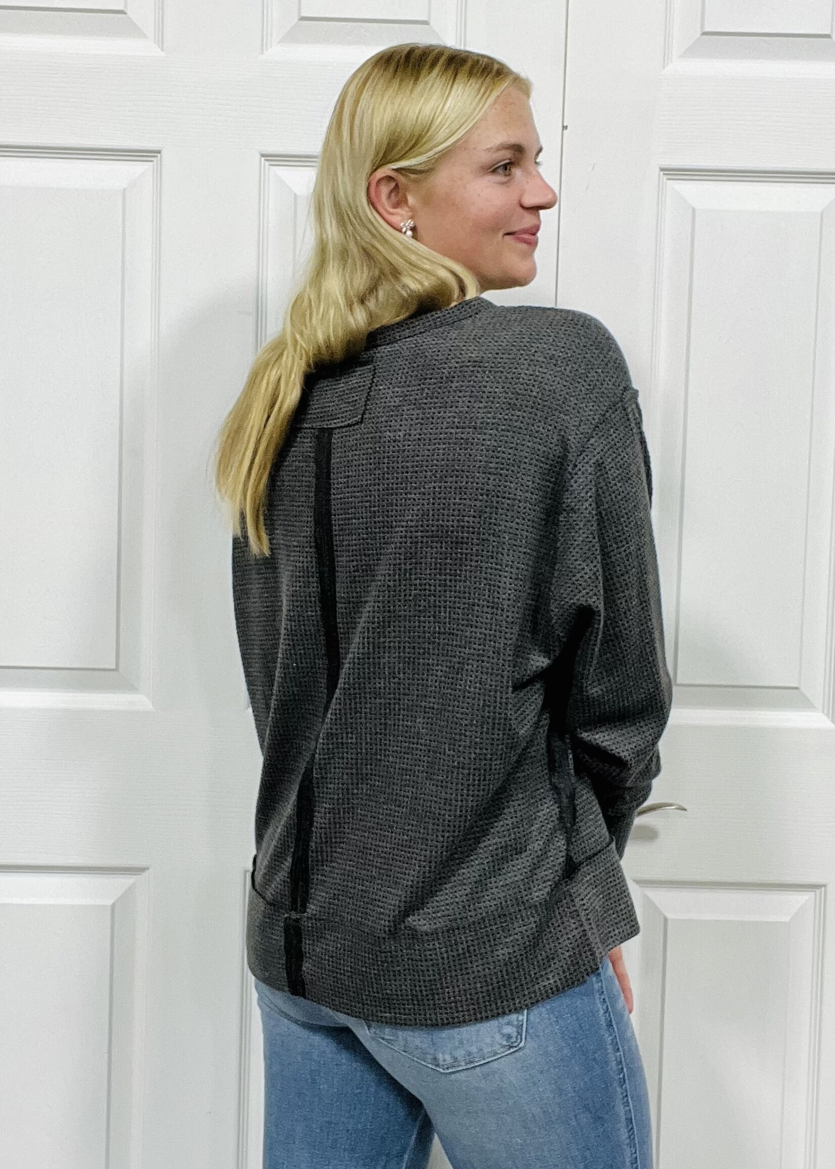 Andre by Unit Rose Comfy Two Tone Thermal Pullover