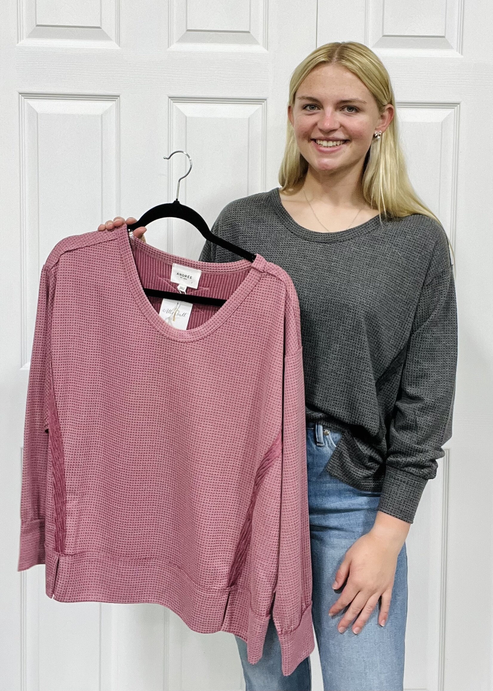 Andre by Unit Black Comfy Two Tone Thermal Pullover