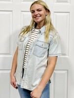 Blu Pepper Light Blue Denim Button Up Top