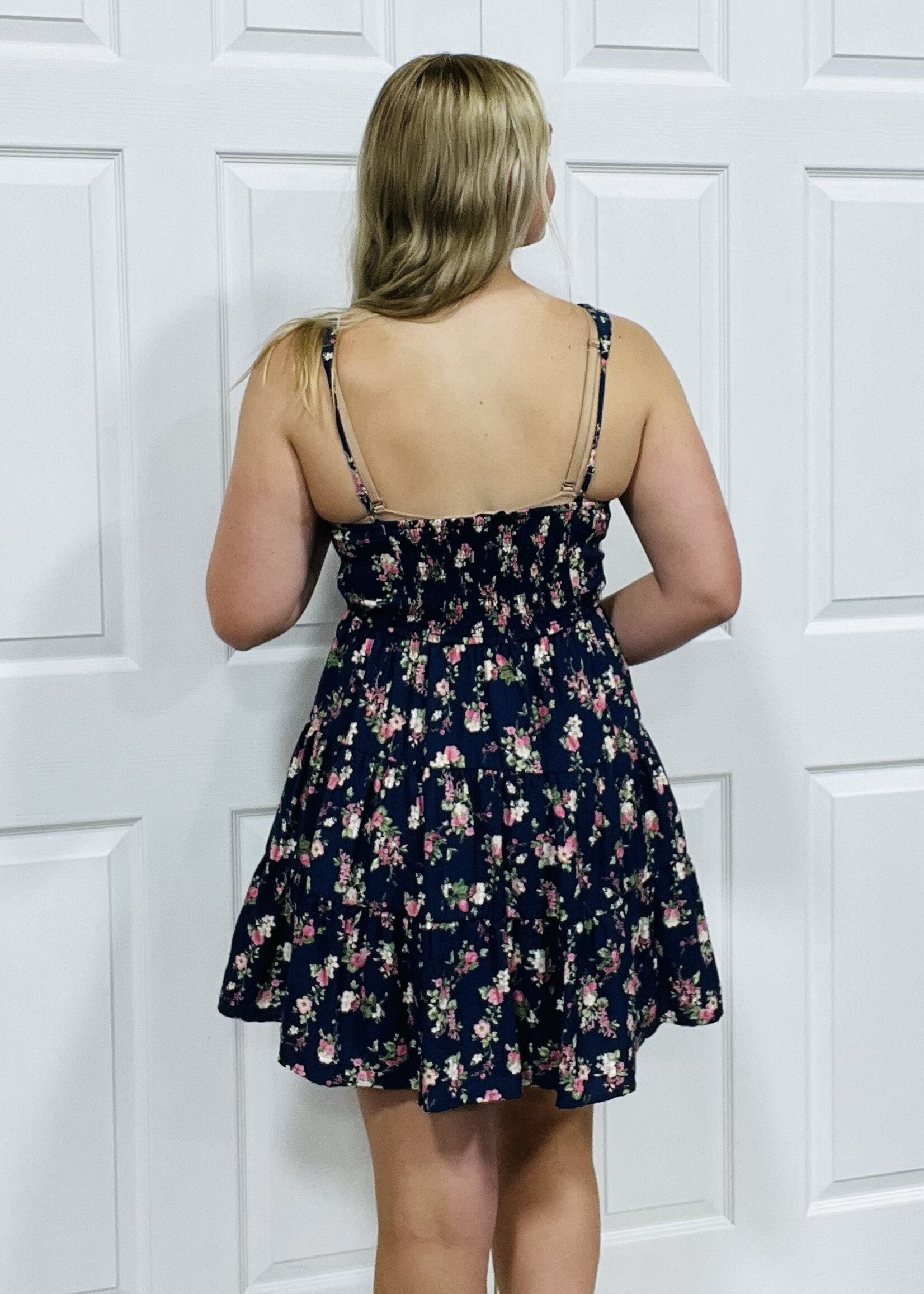 Blu Pepper Navy Floral Tiered Dress