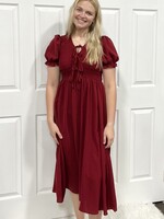 Blu Pepper The Victoria Smocked Tie Front Midi Dress