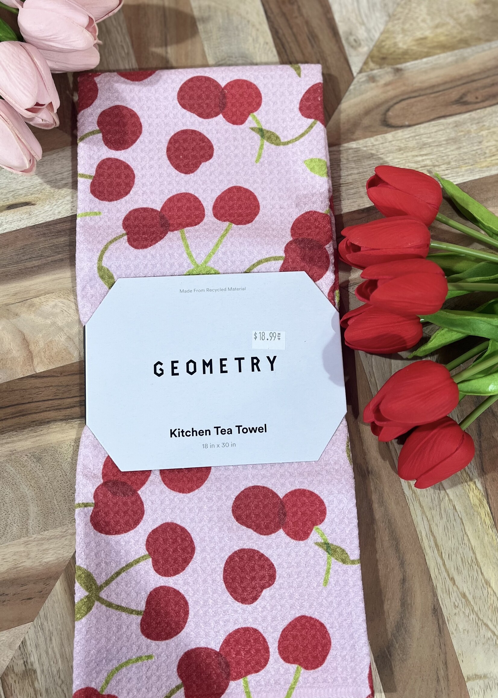 Geometry Cheery Cherries Tea Towel