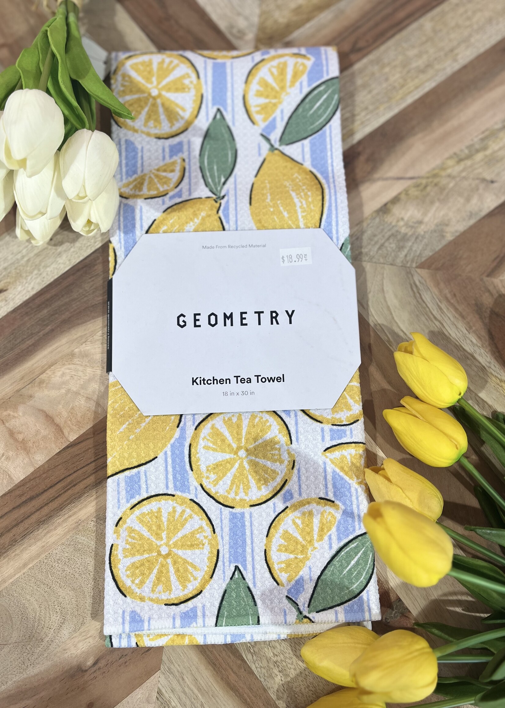 Geometry Sour Lemon Stripes Tea Towel