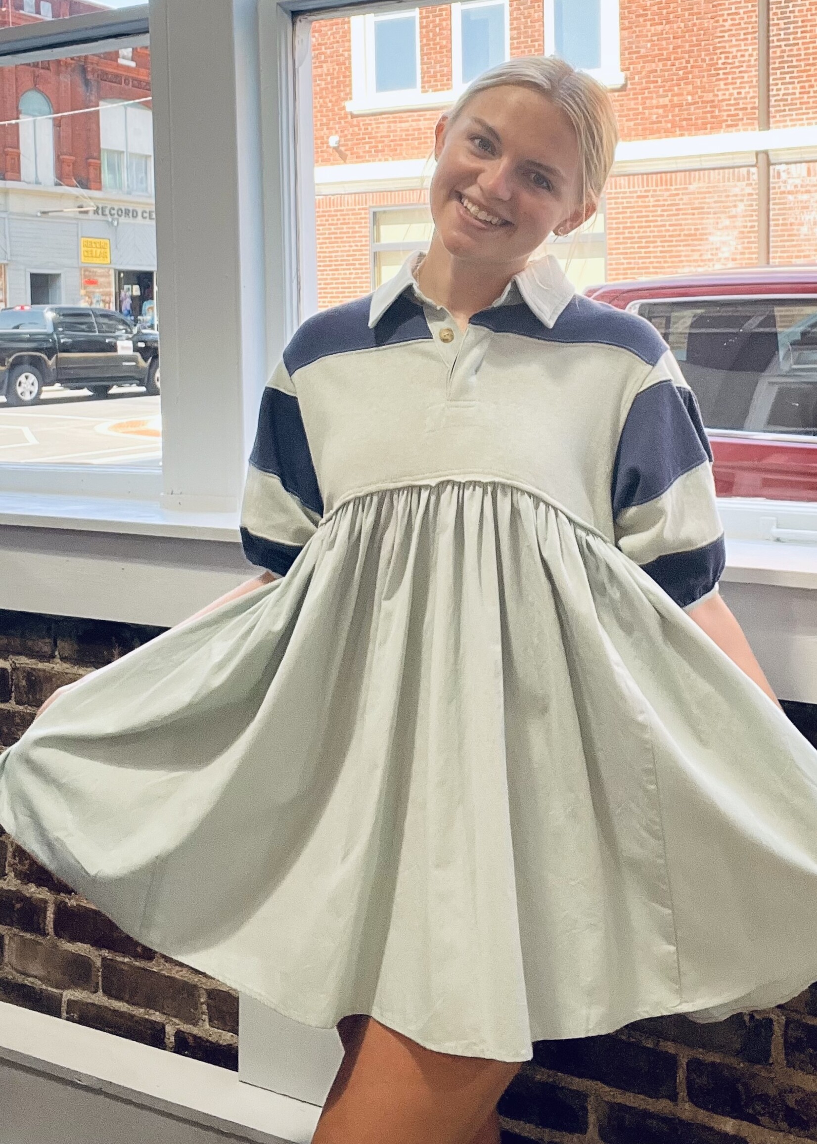 Eesome The Varsity Babydoll Block Dress