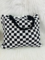 Attic Salt Boutique Black/White Checked Crochet Commuter Bag