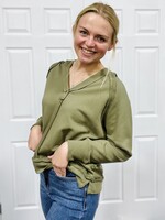 Blu Pepper Olive Hooded V-Neck Top