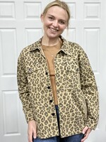 Blu Pepper Leopard Print Denim Shacket