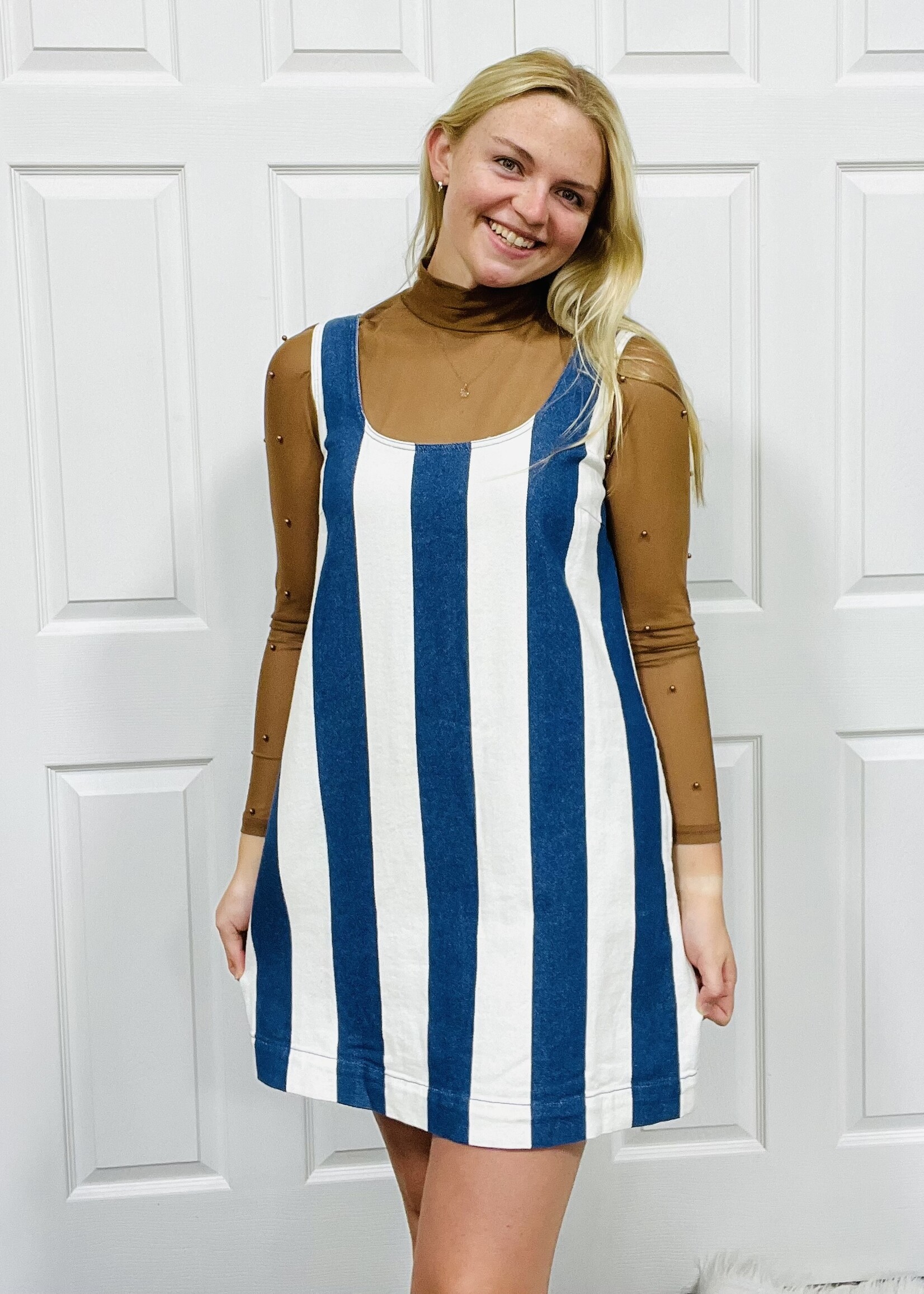 Blu Pepper Vertical Stripe Mini Dress