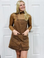 Very J Mineral Washed Mocha Overall Dress