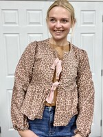 Very J Mauve Leopard Babydoll Tie Jacket