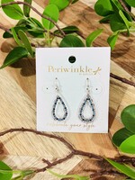 Silver Teardrop Earrings with Blue Crystals