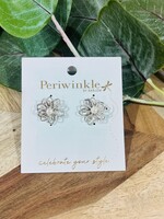 Periwinkle Silver Pearl Flower Earrings