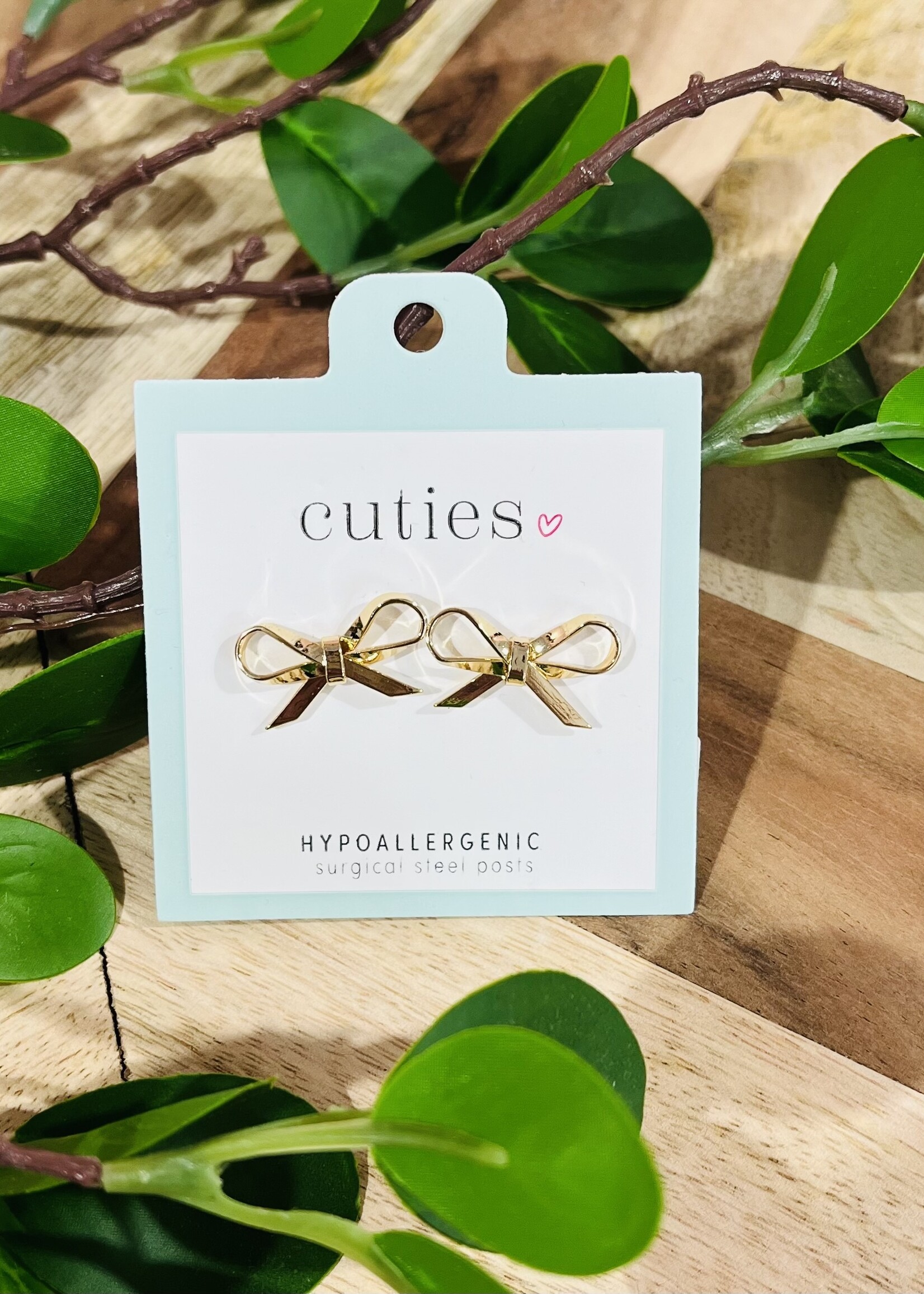 Periwinkle Gold Bow Studs