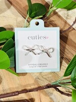 Periwinkle Silver Bow Studs