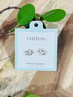 Periwinkle Silver Pretzel Heart Studs