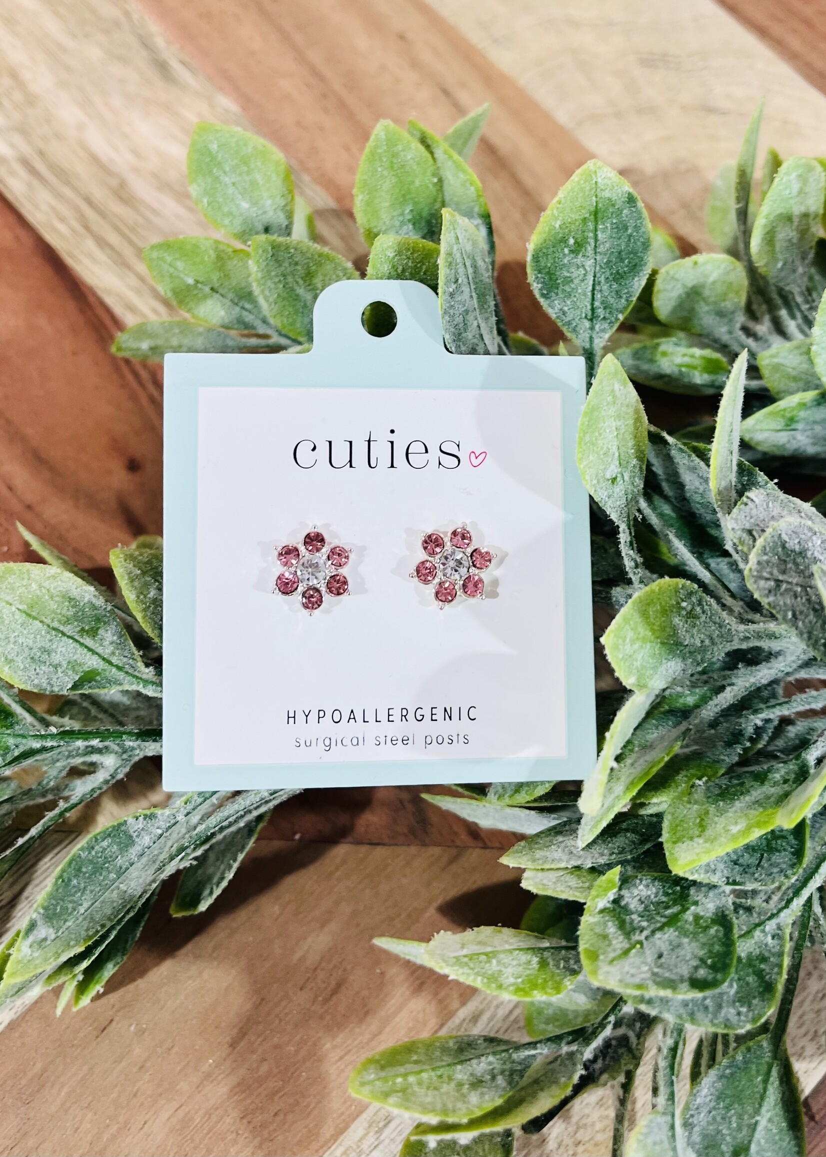 Periwinkle Pink Flower Sparkle Studs