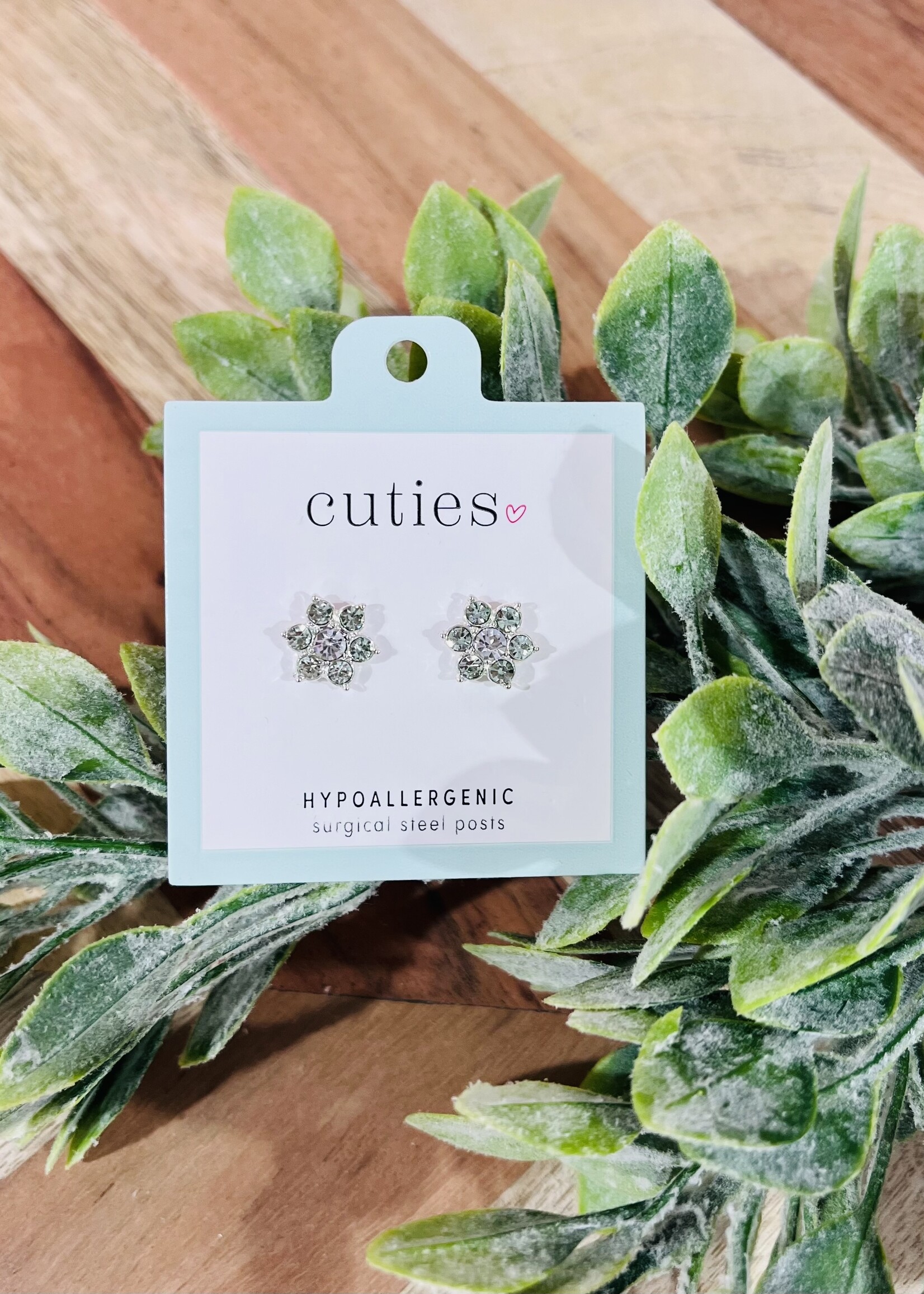 Periwinkle Green Flower Sparkle Studs