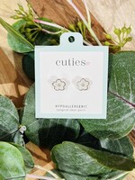 Periwinkle Silver Iridescent Flower Studs