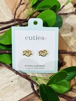 Periwinkle Gold Pretzel Heart Studs