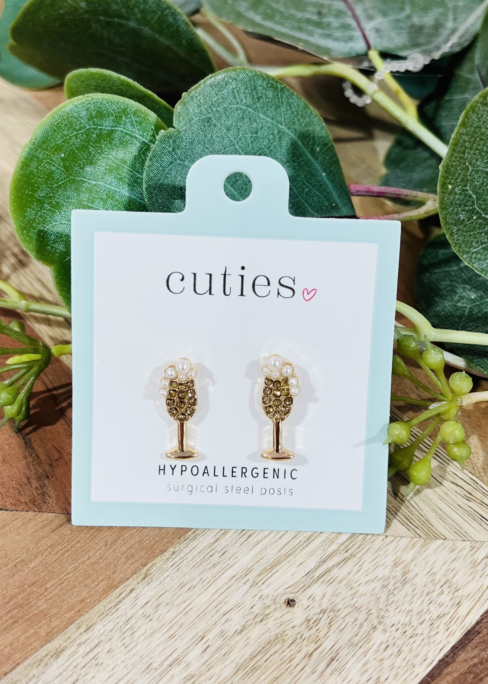 Gold Glass of Bubbly Studs