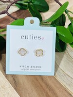 Periwinkle Gold Iridescent Clover Studs