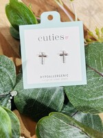 Periwinkle Silver Cross Studs