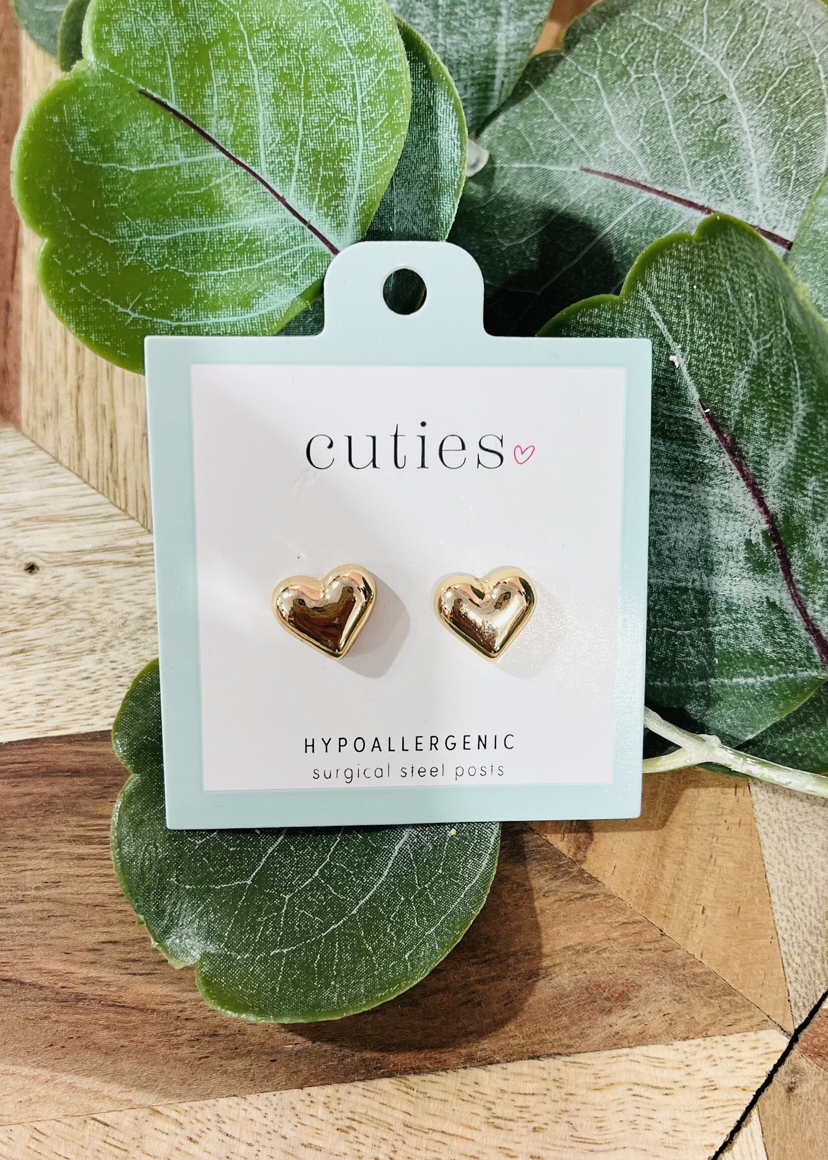 Periwinkle Gold Bubble Heart Studs