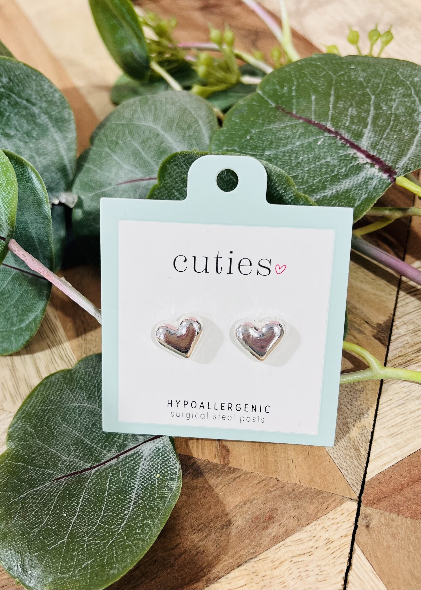 Periwinkle Silver Bubble Heart Studs
