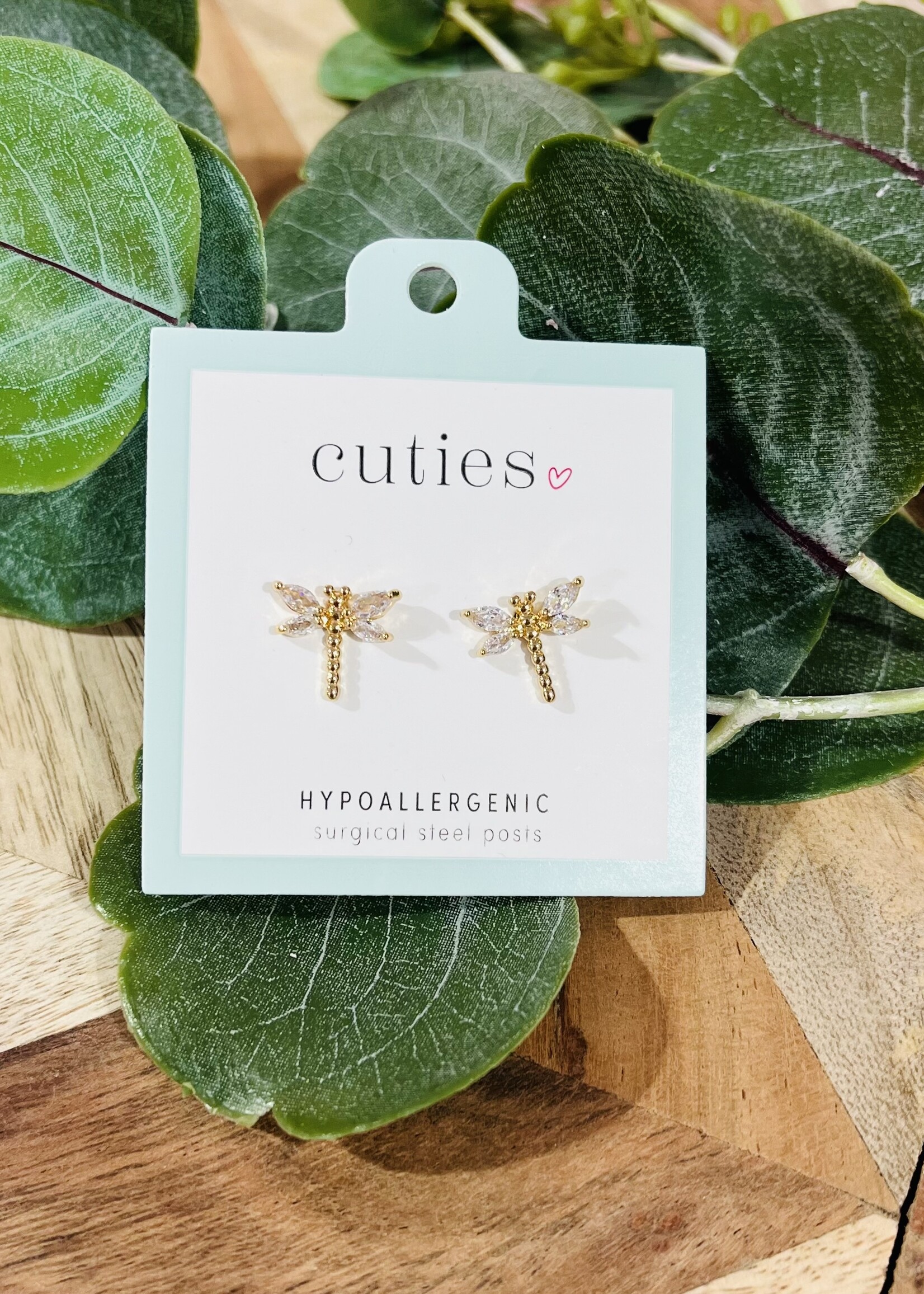 Gold Crystal Butterfly Studs