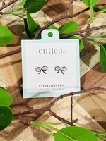Silver Sparkle Bow Studs