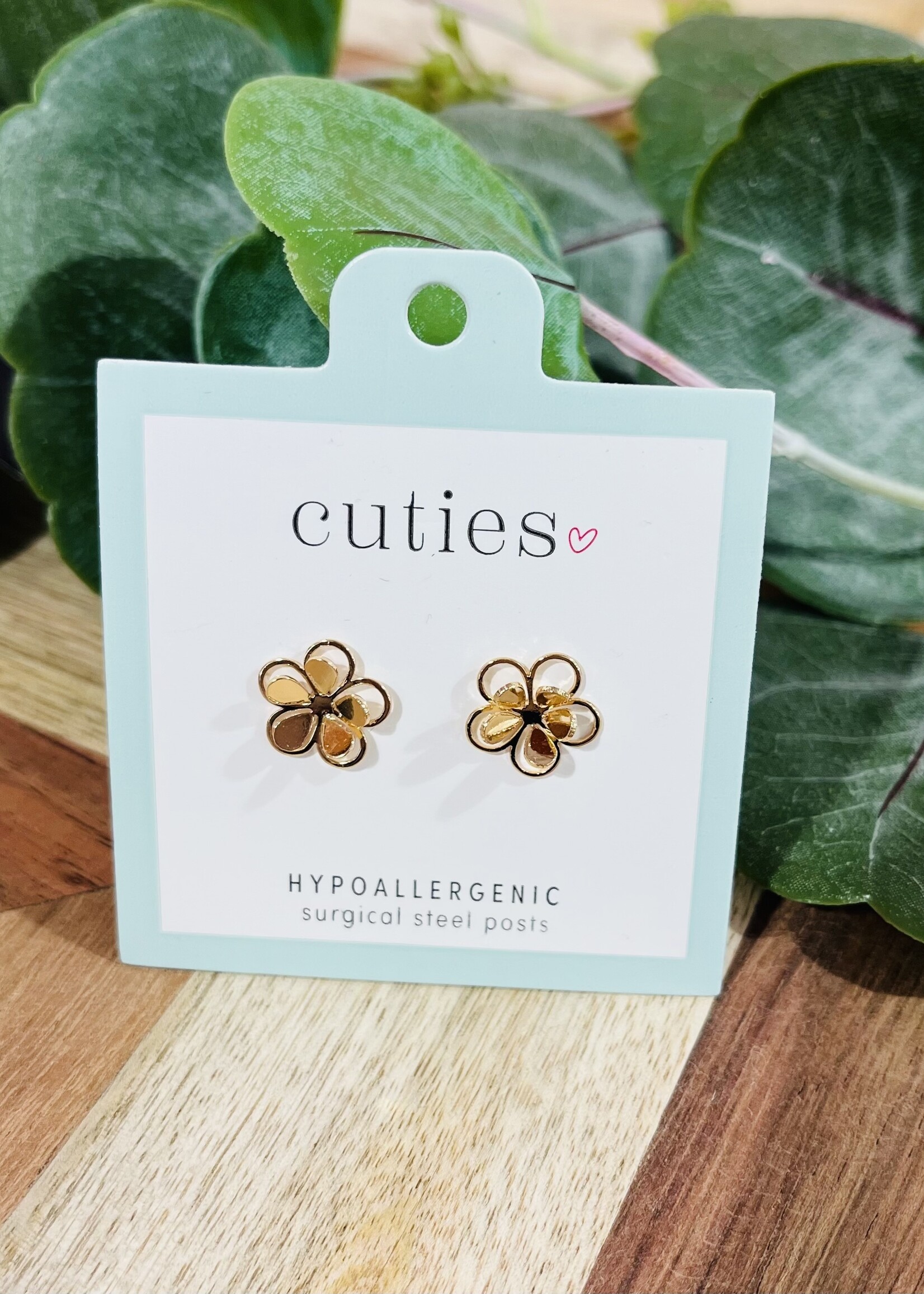 Gold Flower Cutout Studs