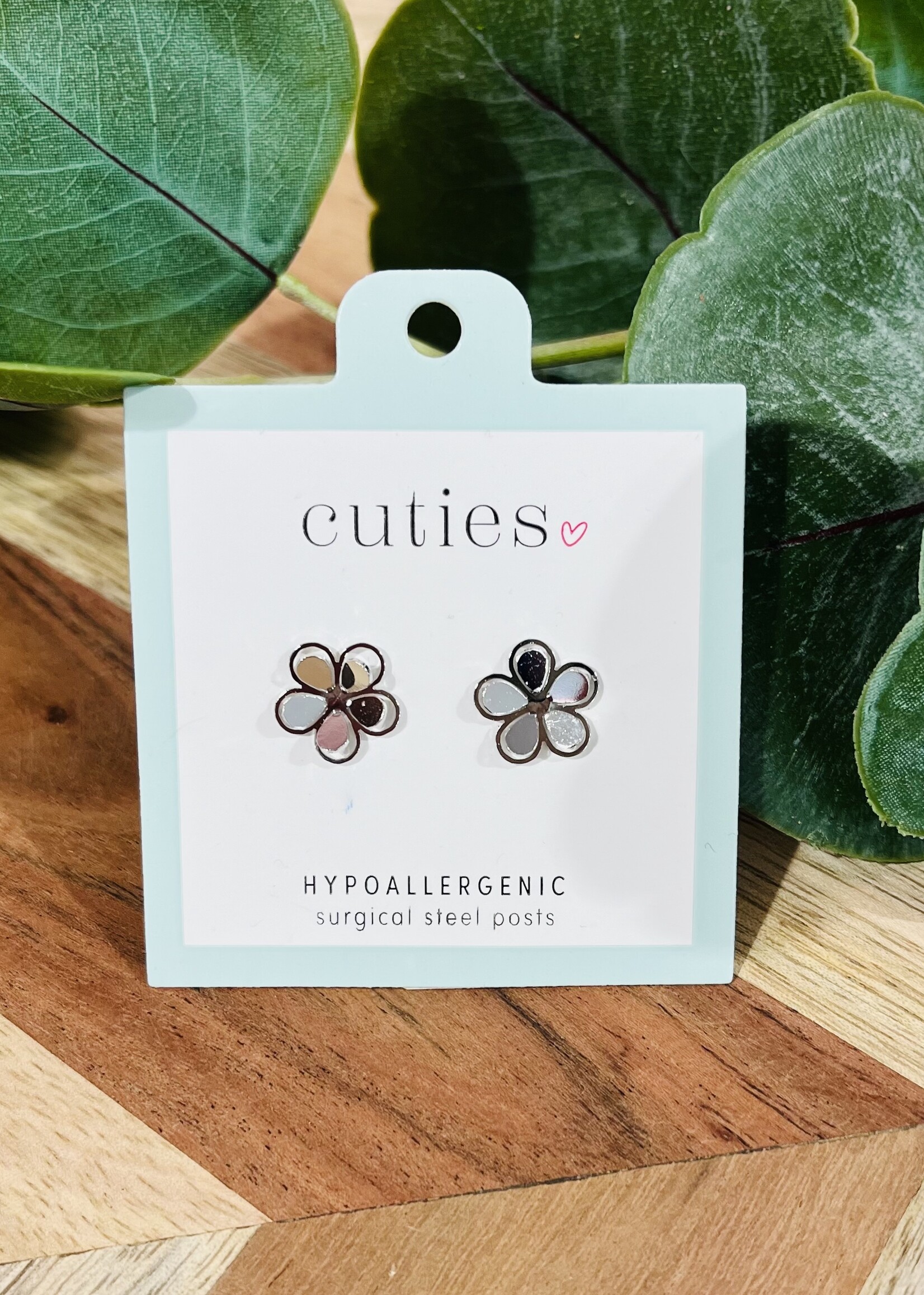 Periwinkle Silver Flower Cutout Studs