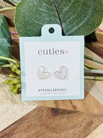 Periwinkle Silver Iridescent Heart Studs