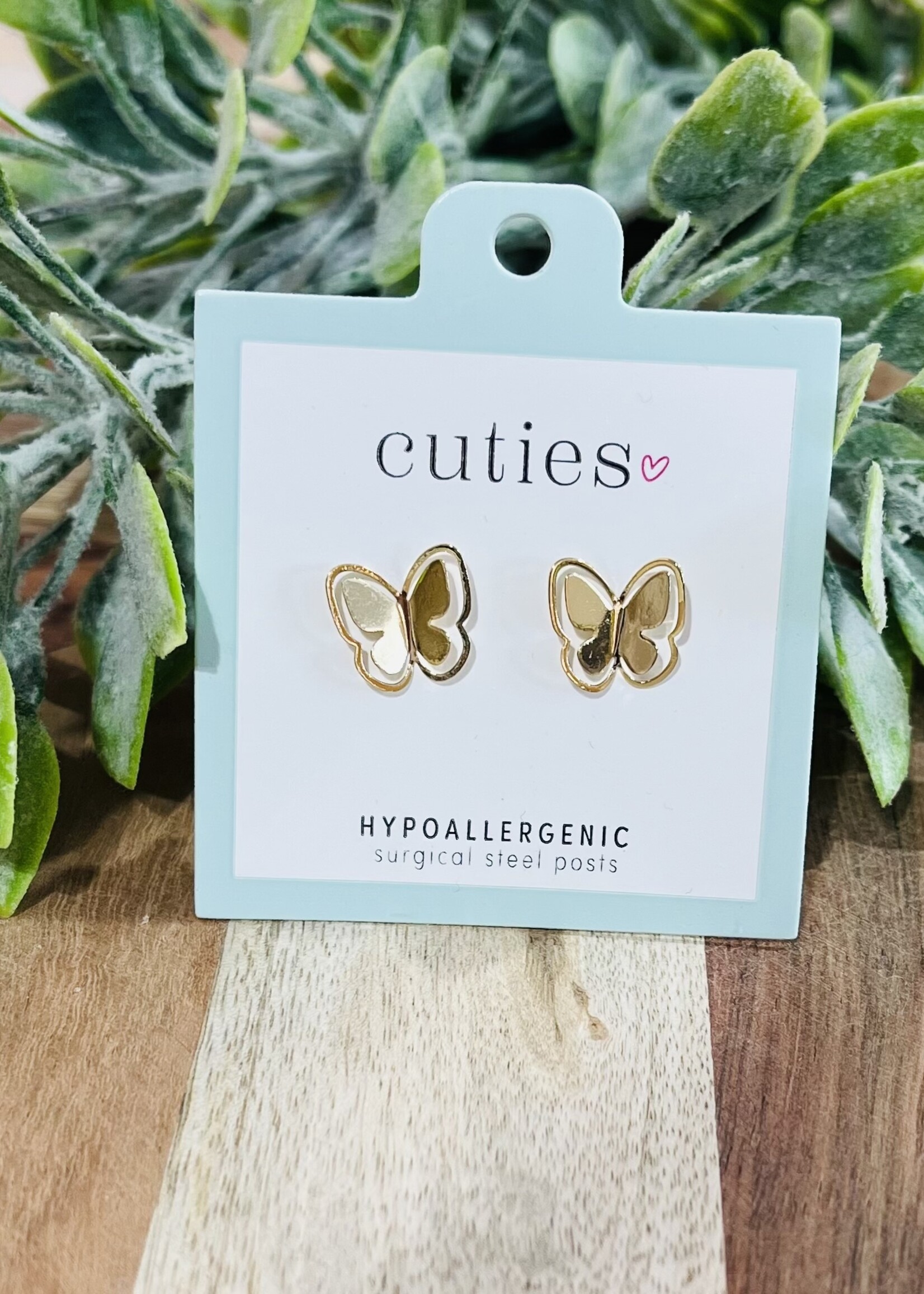 Gold Butterfly Cutout Studs