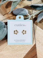 Gold Pearl Flower Studs