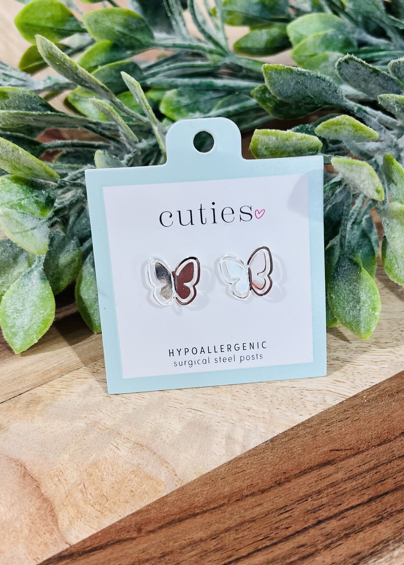 Silver Butterfly Cutout Studs