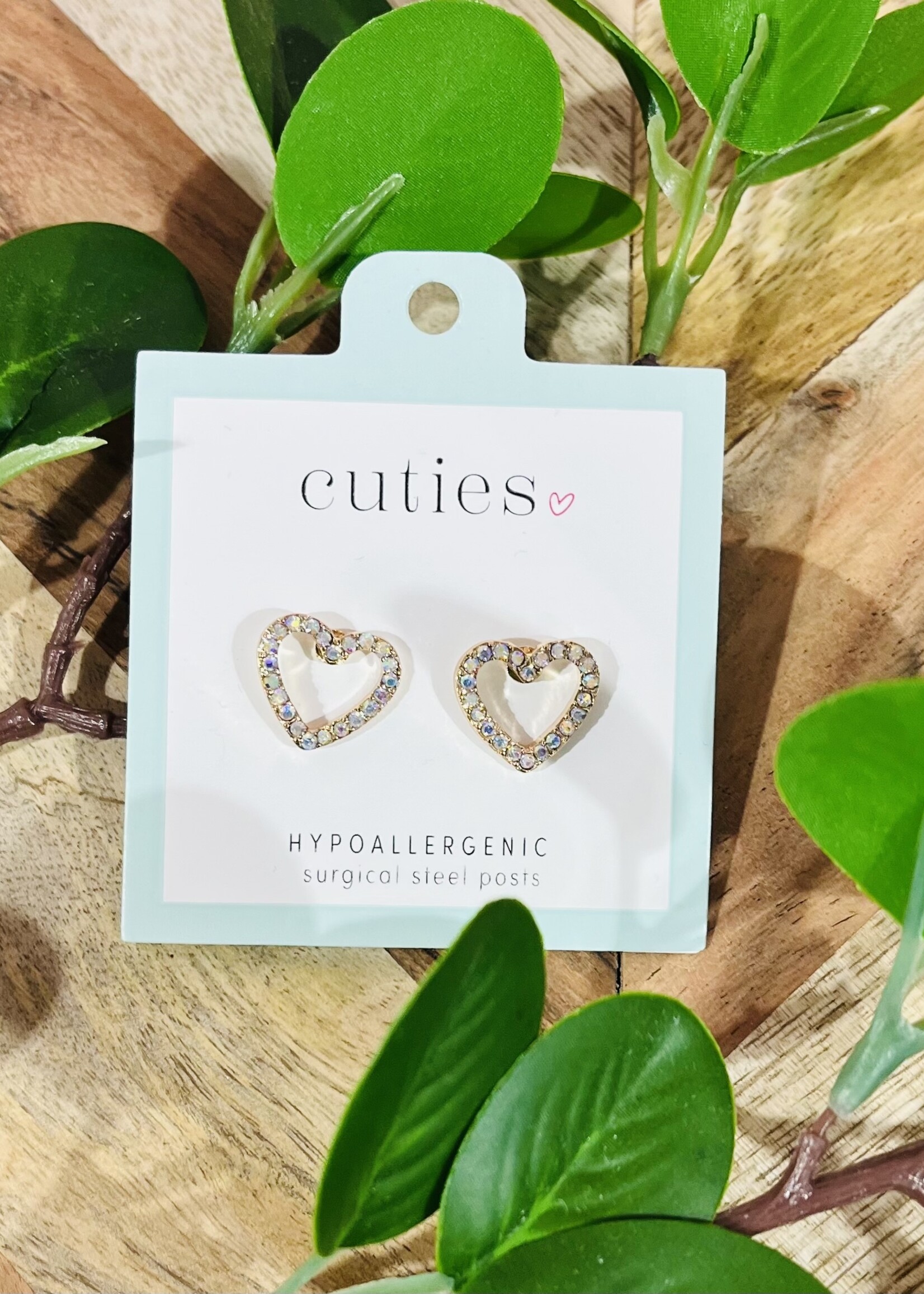 Periwinkle Gold Sparkly Heart Cutout Studs