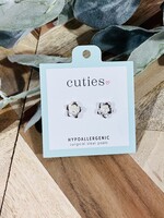 Silver Pearl Flower Studs