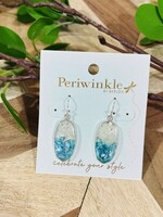 Periwinkle Turquoise/White Oval Earrings