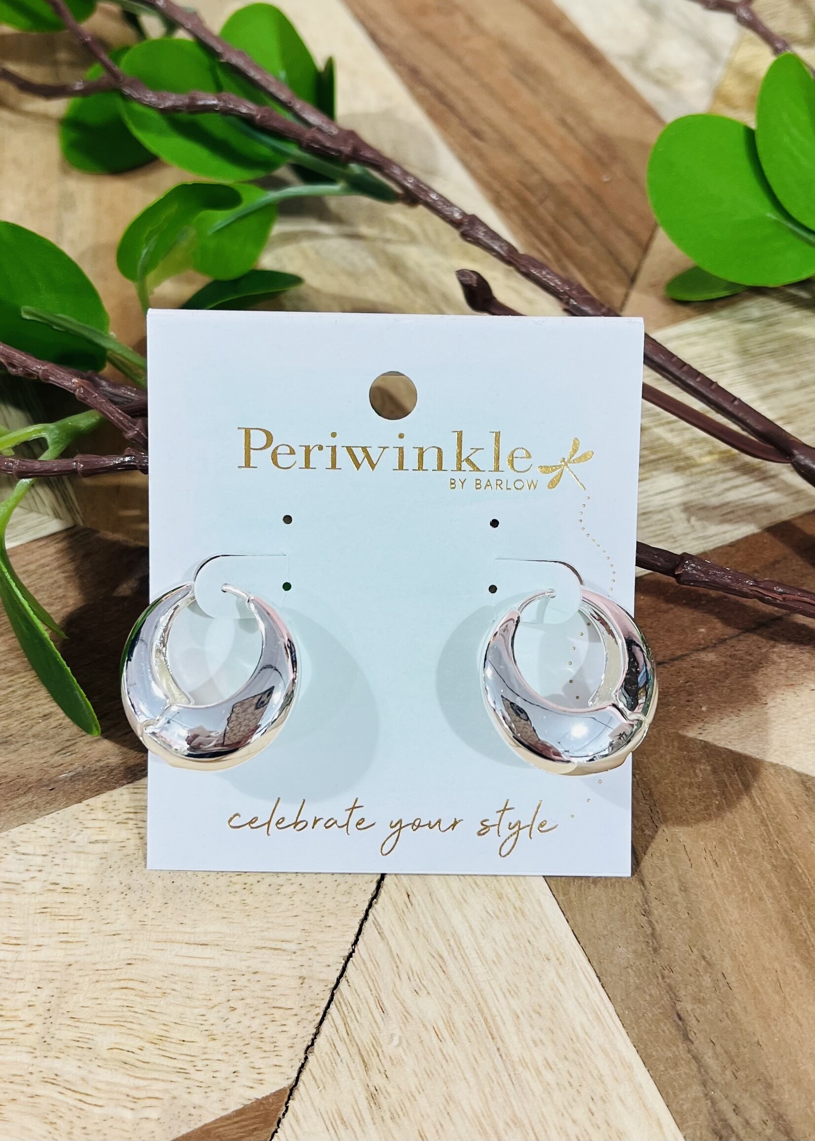 Periwinkle Silver Polished Huggie Earrings